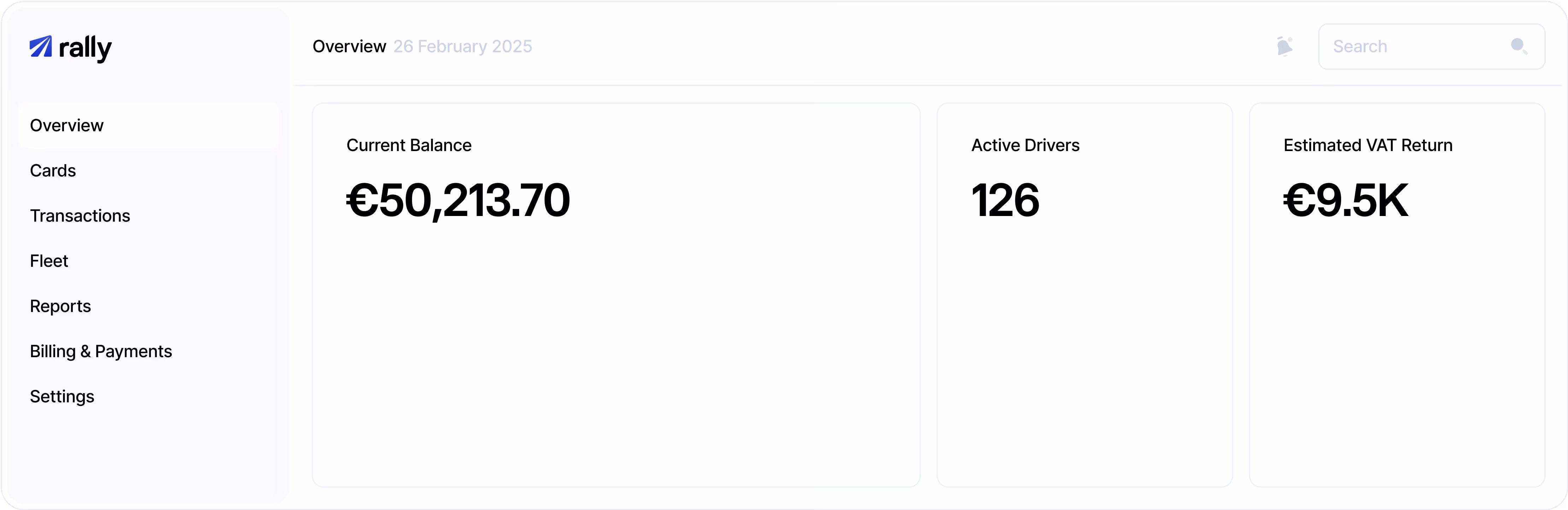 Rally app dashboard preview