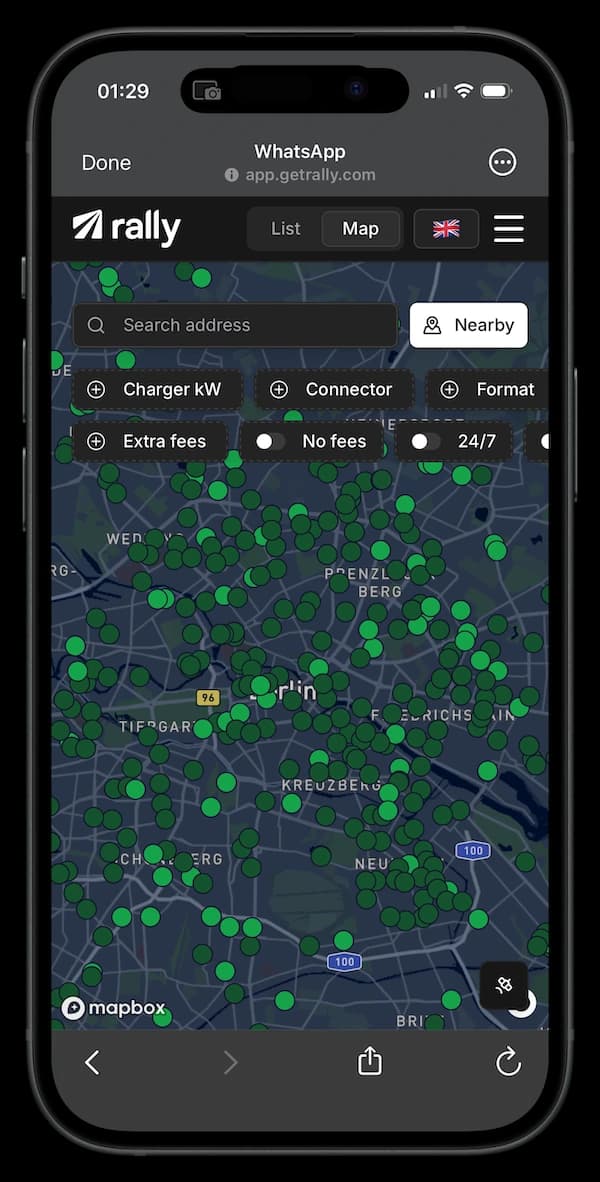 EV charging with Rally — charging station map