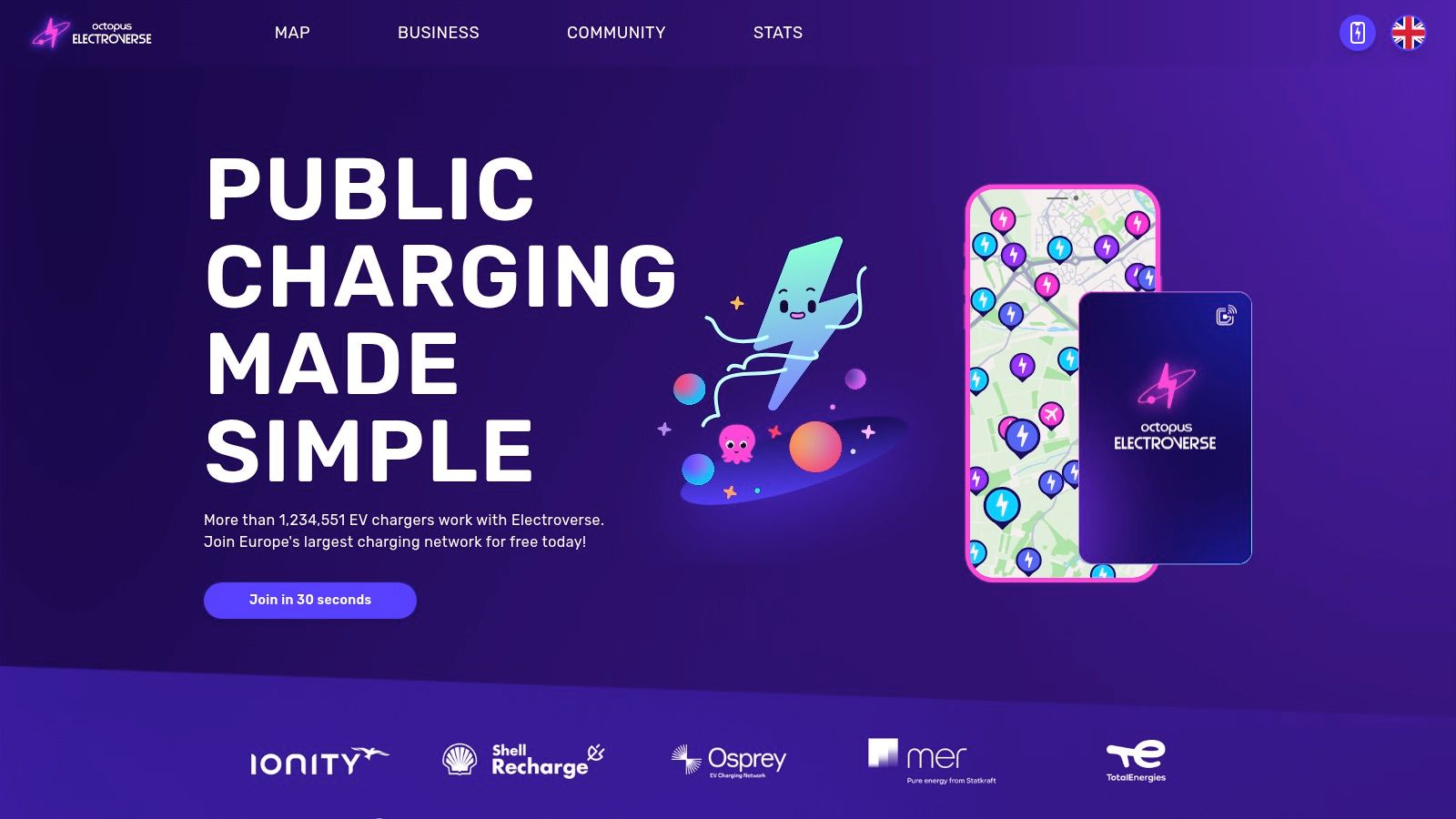 Octopus Electroverse electric vehicle charge card charging network